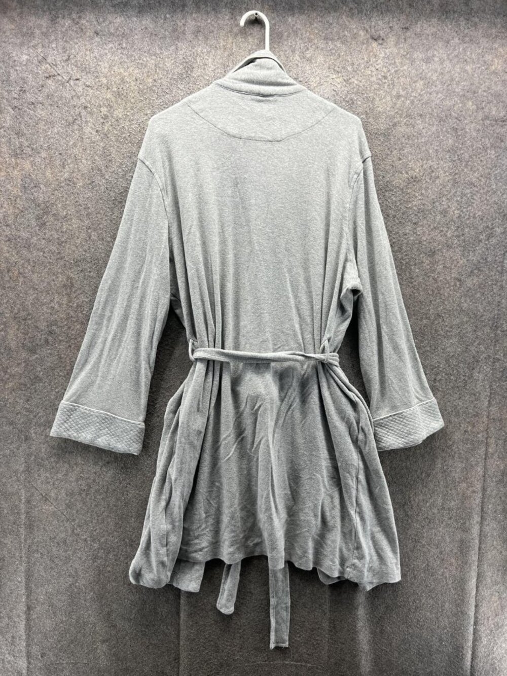 Lauren Ralph Lauren Kimono Robe Womens XL Gray Cotton Jersey Belted Logo Lounge - Picture 8 of 10